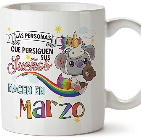 MUGFFINS Taza de Cumpleaños Koala mes de Marzo - Detalles Desayuno Feliz Cumpleaños/Aniversario. Cerámica 350 mL
