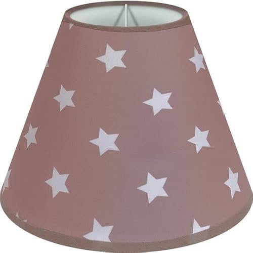 Wogati® Lampenschirm | verschiedene Größen & Farben | Farbe: Braun Sterne/Größe: M | E14 | Baumwolle | Lampenschirm Stehlampe + Lampenschirm Hängelampe + Lampenschirm für Tischlampe
