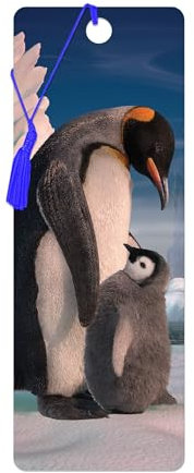 3D LiveLife Lesezeichen - Pinguinsohn von Deluxebase. Ein Pinguin-Lesezeichen mit linsenförmigen 3D-Kunstwerken, lizenziert von dem bekannten Künstler David Penfound