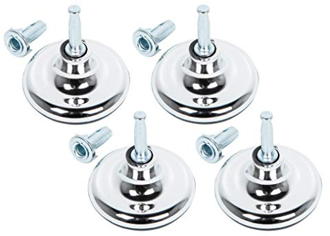 Chrom-Füße, Beingleiter mit Einsatz für Diwan, Bett, Sofa, Stuhl, 4 Stück