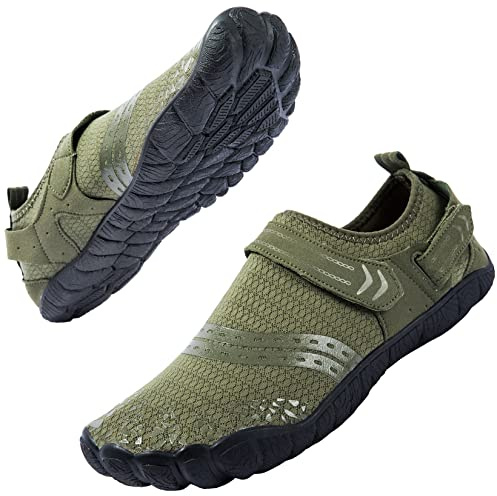 Josaywin Scarpe da Immersione Scarpe da Acqua Uomo Scarpe Estive da Passeggio Asciugatura Rapida Traspirante Antiscivolo Rete Scarpe da Trekking per Bagno Spiaggia Mare Snorkel Army Green 50