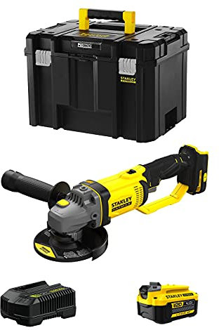 Smerigliatrice Angolare STANLEY FatMax SFMCG400M1T (1 Batteria 4,0 Ah + Caricabatteria + TSTAK VI)