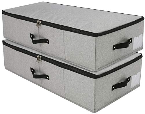 iwill CREATE PRO Unterbettwäsche Organizer Große Aufbewahrungsbehälter mit strapazierfähigem Stoff, 4 verstärkte Griffe, für Kleidung, Schuhe, Decken, Pullover, Spielzeug, Dunkelgrau, 2er Pack