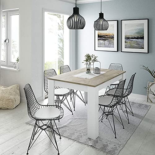 Dmora - Ausziehbarer Midland-Tisch, ausziehbare Konsole für das Esszimmer, zu öffnender Küchentisch mit Verlängerung, 140/190 x 90 x 78 cm, graue und weiße Eiche