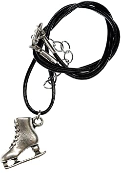 Miniblings Schlittschuh Eislaufen Halskette - Handmade Modeschmuck I Kette mit Anhänger - Eisprinzessin Eiskunstlauf Silber Lederkette Leder
