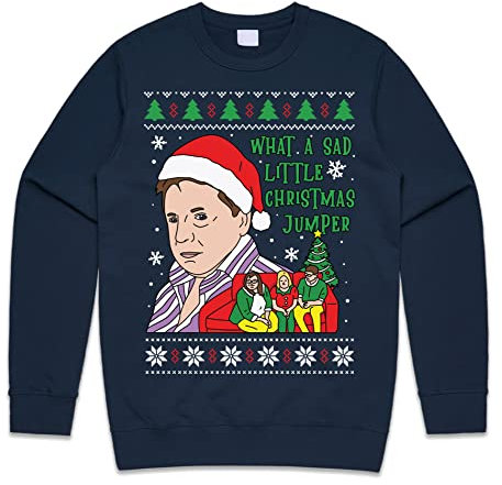 Sanfran Clothing What A Sad Little Christmas Jumper Top Xmas Come Dine Dear Lord Jane British UK TV Funny Gift Jumper Sweater 3XL / Navy Blue