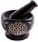 NKlaus Mortier Fleur de Vie Or en stéatite Ø 9cm noir avec pilon Mortarium 0,8kg lourd bol à râper Epices Herbes Encens 1371