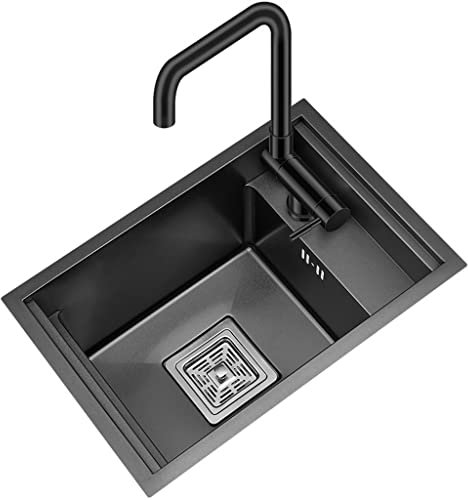 Kitchen Sink Fregaderos De Cocina, con Grifo Plegable Giratorio Fregadero De Barra De Un Solo Tazón De Acero Inoxidable 304, Fregadero Oculto, Instalación Empotrada O Bajo Cubierta