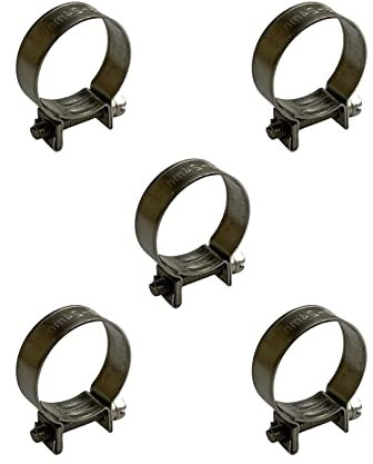 Pack of 5 Stainless Steel Mini Fuel Line Hose Clip Jubilee Petrol Pipe Clamps Silver (24-26mm)