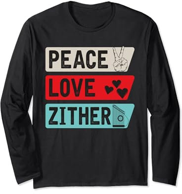Peace Love Zither Musikinstrument Zither Player Langarmshirt