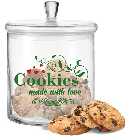 GRAVURZEILE Leonardo Keksglas mit UV-Druck - Cookies made with Love - Keksdose aus Glas mit luftdichtem Deckel - Vorratsglas für Plätzchen & Lebkuchen - Festliche Dekoration zu Weihnachten
