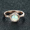 STOPI Vintage Weiblicher Weißer Opal-Stein-Ring-Charme-rosé- Und Goldfarben-verlobungsring-runde Kristallhochzeits-Ringe Für Frauen