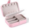 LUOHONG Scatole Portagioie,16,5 x 11,5 x 5,5 cm Piccolo Portagioie da Viaggio da Donna Organizzatore da Gioielleria per Anelli Orecchini Collane Bracciali (rosa)