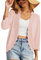 GRECERELLE Gilet Femme Ete Chic et Elegant en Dentelle Ouvert Manches Tricote Leger (Rose Clair, XL)