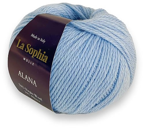 La Sophia Wolle | Alpaka mit Merino Mischung | 50g Alpaka Wolle zum Stricken oder Häkeln (AA2566 Babyblau)