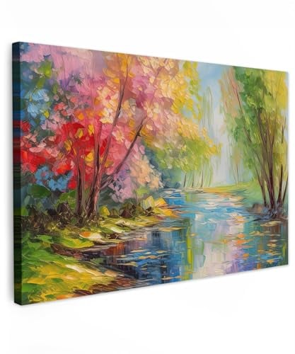 MuchoWow© Impression sur Toile Decoration Murale Peinture 120x80 cm Tableaux Decoratifs Muraux Déco Chambre Tableau Salon Peinture à l'huile - Paysage - Nature - Coloré