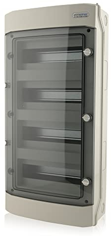 Scatola dei fusibili per ambienti umidi, 4 file, colore grigio, 48 TE, IP65, con porta trasparente, distributore di corrente, scatola di distribuzione