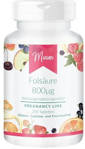 Folsäure 800μg - PREGNANCY LINE- 200 Tabletten - Hochdosiert - 100% Vegan – Herstellung & Laborprüfung in Deutschland | MIOSAN® CLUB - Exklusives Wohlbefinden