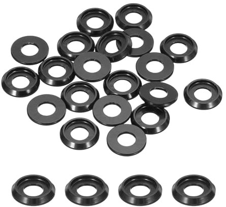 sourcing map Lot de 20 rondelles à tête fraisée M6, diamètre du trou de 6 mm, joints en aluminium pour vis RC/FPV/PC/drone/accessoires mécaniques (noir)