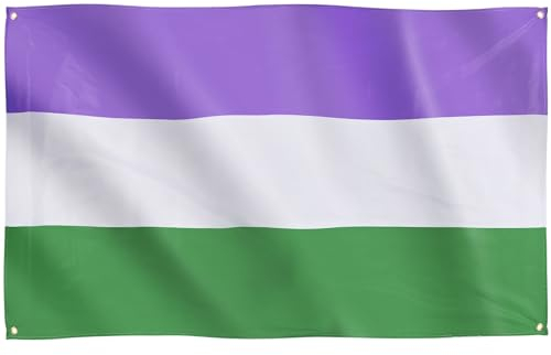 Runesol Bandera del Orgullo del Género Queer, 91x152cm, 3ft x 5ft, 4 Ojales, Ojal en Cada Esquina, Bandera del orgullo Gay, Bandera LGBT+, Banderas Premium, Interior, Exterior, Colores Vivos