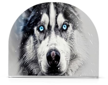 JUMBEAR Blue Eyed Husky Serviettenhalter für Tische, Papierserviettenhalter für Restaurant, Dekoration, Küche, Bar, Zubehör