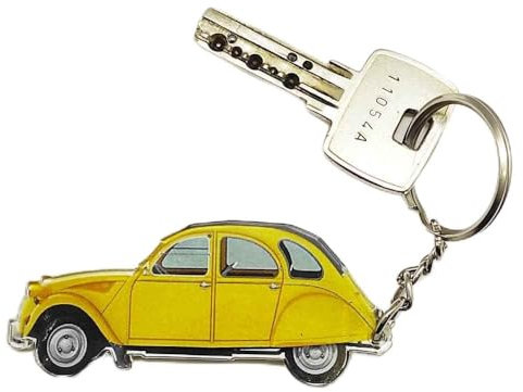 Générique Porte-clés voiture anciene 2CV jaune idée cadeau automobile rétro