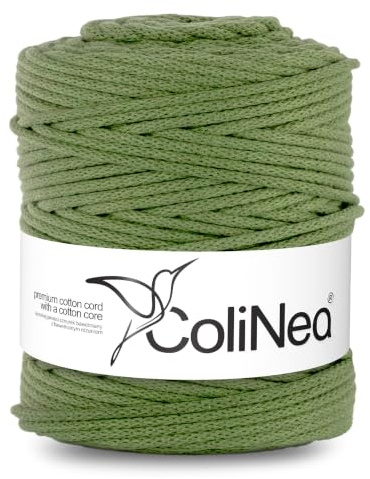 ColiNea Baumwollkordel mit Baumwollkern 5 mm 200m Baumwollgarn DIY Makramee Stricken Cotton Cord ideal für Makramee Handwerk Baumwollseil für Basteln (Pistazie)