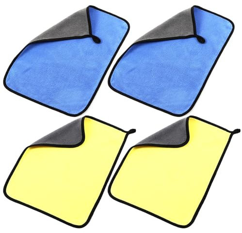 USHXVG 4 Pieces Car Towels, Microfiber Cleaning Cloth, Car Cleaning Wipes, Car Cleaning Rags, Car Wash Towels, Super Absorbent Plush Cloth For Car Cleaning And Drying