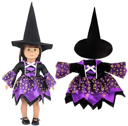 Puppenkleidung,Halloween-PuppenKostüm,Gemtte Kleidung Bekleidung Outfits für Baby Halloween,Hexe Kostüm Set,Puppen Kürbis kostüm,Kleidung Outfits für Baby Puppen für Halloween Karneval