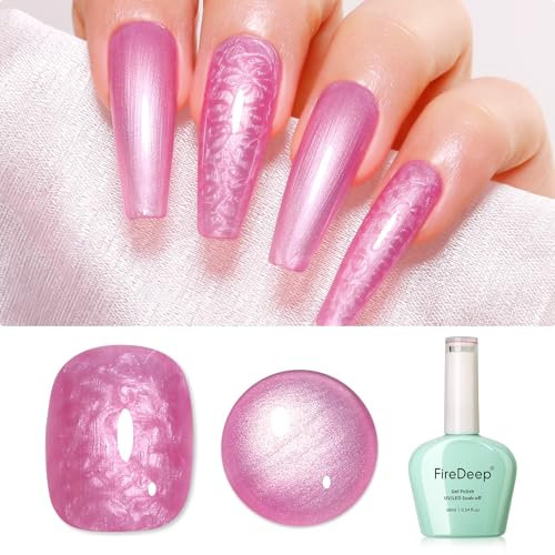 Firedeep Pearl Shell Pinkish Purple Gel Nail Polish,16ML Mermaid Pink Purple Gel Polish Aurora Shimmer Drawing Soak Off U V Gel Nail Polish for Manicure Salon DIY at Home 1Pcs