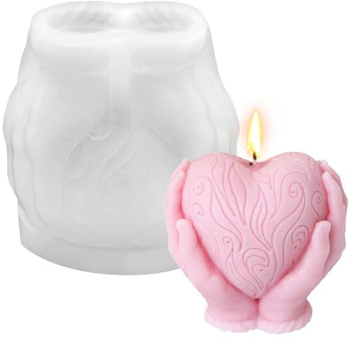 Aulese Silikonformen Gießformen, Herz Kerzen Formen Silikon zum Gießen, 3D Kerzenform Silikon für DIY Bienenwachs, Aromatherapie, Geburtstag, Valentinstag