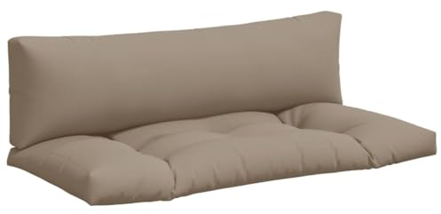 vidaXL Palettenkissen 2-TLG., Palettenpolster für Europaletten, Palettensofa Kissen Indoor Outdoor, Palettenauflage Sitzkissen Rückenkissen, Taupe Stoff