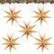 Gohytal 5 Stück Papiersterne Weihnachtsstern, 9 Zacken Faltsterne Papierstern Gold, Papiersterne Faltsterne zum Aufhängen, Papier Sterne Weihnachten für Fenster Dekoration,Advent,Weihnachtsbaum