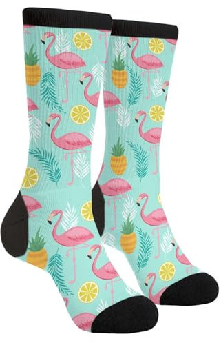 EujGvboU Chaussettes fantaisie décontractées et amusantes pour femmes, hommes, adolescents, Flamant rose d'été, Taille unique