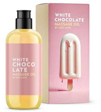 JUST LOVE sinnliches Massageöl mit verführerischem Duft nach weißer Schokolade – für intime Partnermassagen und heiße Momente - 150 ml Massage Öl mit wertvollem Avocadoöl