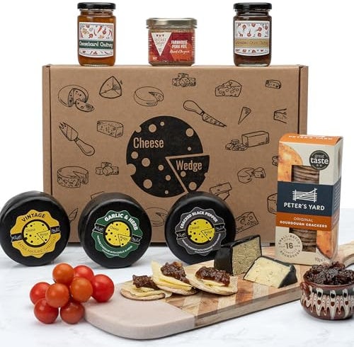 Luxury Cheese & Pate Hamper Gift Set | 7 Gourmet Items Including Handmade Cheeses, French Farmhouse Pâté, Crackers & Chutney | Perfect for Cheese Lovers & Foodies