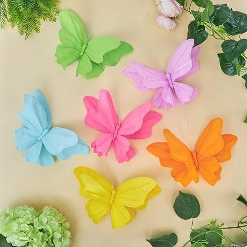 EASY JOY Large Paper Butterfly Decorations 9.8'' Pastel Colourful 3D Butterfly Decorations Giant Hanging Paper Butterflies for Summer Garden Baby Shower Spring Birthday Tea Party Supplies
