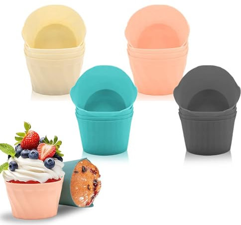 RoseFlower Auflaufförmchen für Luftfritteuse, 16 Stück Silikonform Heißluftfritteuse für Muffins, Cupcakes, Pudding, Spiegeleier, Sandwiches, Eierkocher für die Mikrowelle, Egg Poacher