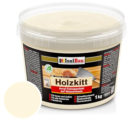 Isolbau - Holz-Spachtelmasse 1 kg - Holzspachtel Holzkitt Außen und Innen - Holz-Reparaturspachtel - Holzreparaturmasse - Holz-Fertigspachtel - Schnelltrocknend - Birke (Nr. 11)