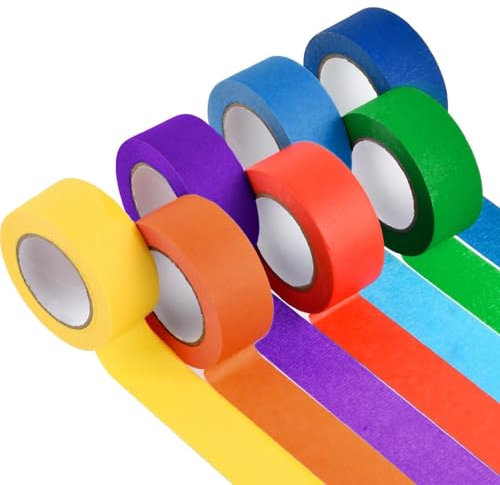 7 Rollen Kreppband bunt - Masking Tape, Abklebeband Regenbogen Farbe Papierklebeband, Washi Tape, Dekrativer Klebeband Bastelband für DIY Handwerk,Partydeko, Geburtstagsdeko, Hochzeiten,13 m x 25 mm