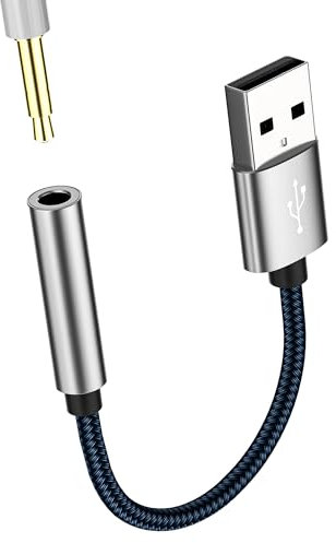Adaptador USB a Jack 3.5mm USB-A Macho AUX Hembra Externa Sonido AUXiliar Audio Auriculares Dongle Estéreo Cable Coche Convertidor Headphones Microfono Musica Adapter PC Portátil Computer Conector