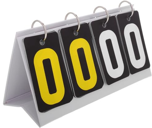 Abaodam Tableau des Scores Portable, Compteur de Point 4 Chiffres pour Tennis de Table Billard Pétanque, Affichage Numérique Flip Scoreboard pour Sports, Noir/Jaune, 21x11cm