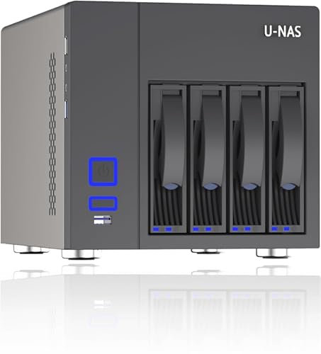 U-NAS Servidor NAS HS-420 de 4 bahías - CPU N5105, RAM DDR4 de 4 GB, Puertos duales de 2.5 GbE, Unidad eMMC de 32 GB, Soporte Raid, sincronización multidispositivo (sin Disco)