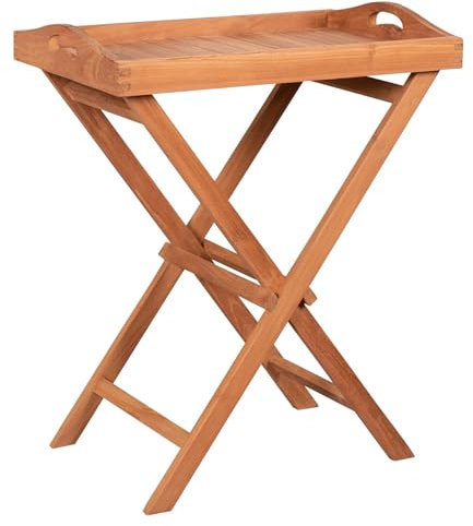 bene living Teakholz Tablett Norton mit Gestell