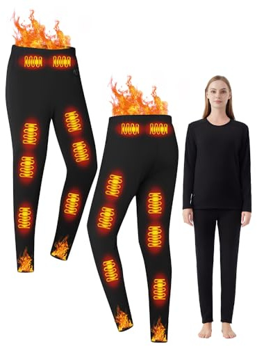 Beheizbare Unisex-Thermounterwäsche,Elektrische Heizung thermal unterwäsche,Oberteil mit 26 Zonen, Hose mit 16 Zonen, USB- und DC-Anschluss, 3 Temperaturstufen, geeignet für Camping und Wandern