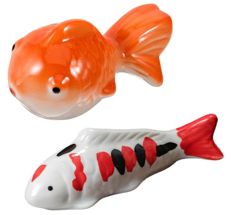 Xusxes 2 Pièces Faux Poisson Aquarium Qui Nage Poissons Flottants en Céramique pour Aquarium Poisson Bain Qui Nage Poisson Rouge Artificiel Flottant Poissons Koi Poissons Artificiels (Rouge Et Blanc)