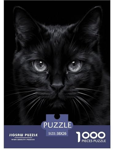 1000 Teile Schwarze Katze Puzzle Für Jugendliche Und Erwachsene Schwieriges Spiel Schwarze Katze Nah Puzzle Aus Karton Wohndekoration Geschenk Zu Weihnachten 38x26cm/1000pcs