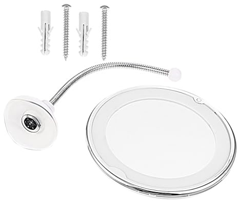 Healvian Miroir Grossissant Blanc LED 10x avec Ventouse de Maquillage | Miroir Cosmétique à Ventouse, Lumière LED Intégrée, Usage Intérieur et Extérieur, Plastique et Miroir