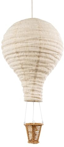 Modern Hot Air Balloon Natural Oatmeal Linen Easy Fit Ceiling Pendant Lamp Shade | 49cm x 29cm | Fun and Quirky Design by Happy Homewares