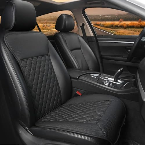 Black Panther Autositzauflage mit Teil-Rückenlehne–Sitzauflage Auto vorne, atmungsaktiv, rutschfest und bequem für alle Jahreszeiten (1Stück-Schwarz)